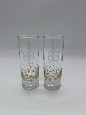 Set of 2 Baileys Shot Glasses w/ Gold Dots